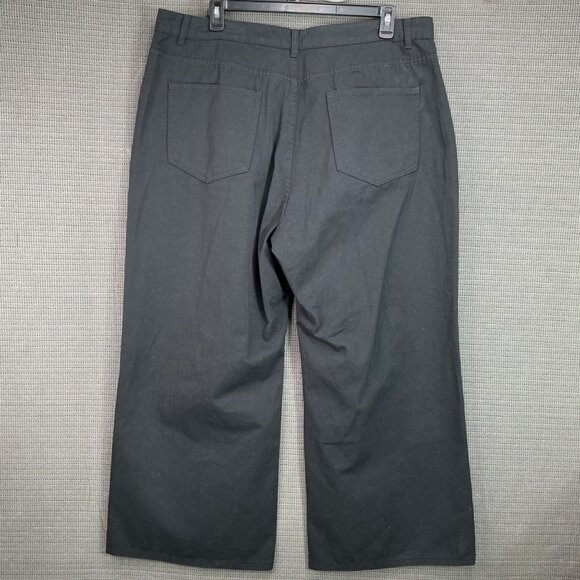 Cider Women's Size 2XL Black Wide-Leg Pants Colorful Flower Print - Picture 2 of 10